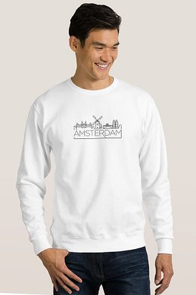 سوئیشرت سفید مردانه چاپی QIVI - کد 76160851