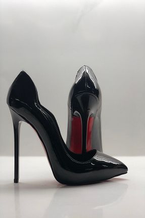 کفش پاشنه بلند کلاسیک مشکی زنانه چرم لاکی Genel Markalar - کد 76165132