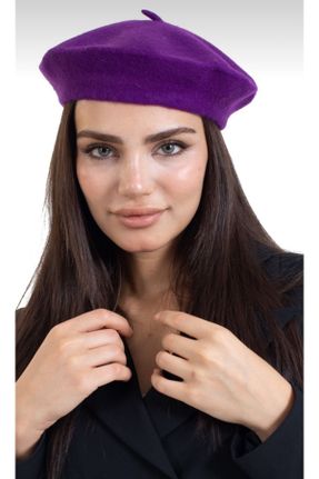 کلاه پشمی بنفش زنانه اکریلیک کد 353161498