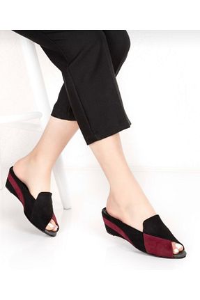 دمپائی خانگی زرشکی زنانه چرم خالص mikay shoes - کد 353463780