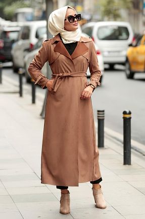 ترنچکت حجاب قهوه ای زنانه پنبه پلی استر modabirsen - کد 353602193