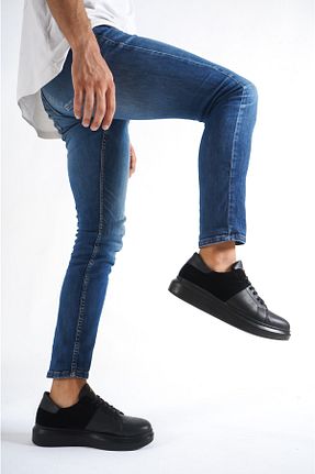 کفش اسنیکر مشکی مردانه بند دار Moda Değirmeni - کد 353693375