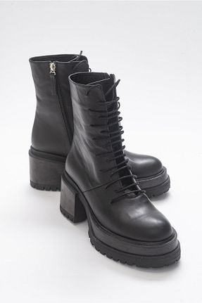 بوت / نیم بوت مشکی زنانه چرم خالص luvishoes - کد 353226821