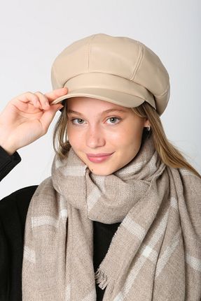 کلاه بژ زنانه چرم مصنوعی MARBERRY - کد 353312999