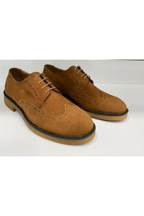 کفش آکسفورد قهوه ای مردانه جیر پاشنه کوتاه ( 4 - 1 cm ) کد 353782001