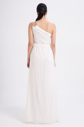 لباس مجلسی سفید زنانه رگولار یقه دوبل کرپ آستر دار کد 354518746