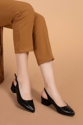 کفش پاشنه بلند کلاسیک مشکی زنانه چرم طبیعی پاشنه ضخیم کد 115464521