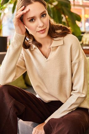 پلیور بژ زنانه ساده Olalook - کد 354842088