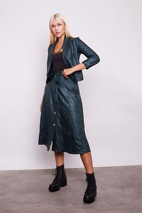دامن سبز زنانه چرم مصنوعی Up Shop - کد 355350300