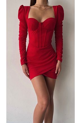 لباس قرمز زنانه بافتنی WEBBMODA - کد 355525113