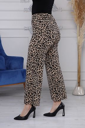 شلوار سایز بزرگ قهوه ای زنانه مخلوط ویسکون Gül Moda - کد 355452510
