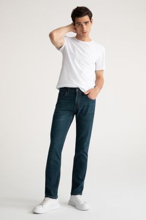 شلوار جین سبز مردانه پاچه لوله ای استاندارد کد 208393681