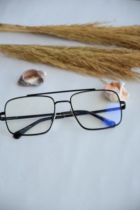 عینک محافظ نور آبی مشکی زنانه 52 شیشه UV400 فلزی کد 354781282