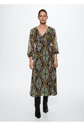 لباس سایز بزرگ سبز زنانه بافتنی MANGO - کد 354923346
