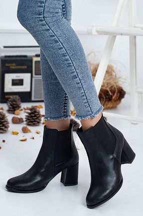 بوت / نیم بوت مشکی زنانه چرم مصنوعی SOFT FASHION - کد 354611547