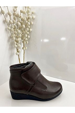 بوت / نیم بوت قهوه ای زنانه چرم مصنوعی Ayakkabı Bahçesi - کد 355007777