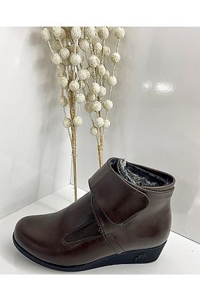 بوت / نیم بوت قهوه ای زنانه چرم مصنوعی Ayakkabı Bahçesi - کد 355007777