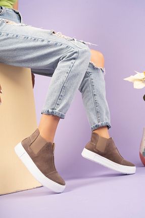 کفش اسنیکر قهوه ای زنانه چرم اصل PASSAGE SHOES - کد 354393248
