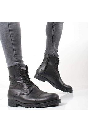 بوت / نیم بوت مشکی مردانه چرم مصنوعی MİASHOES - کد 354868926