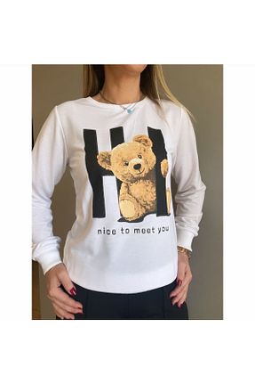 سوئیشرت سفید زنانه چاپی GBS - کد 354947229
