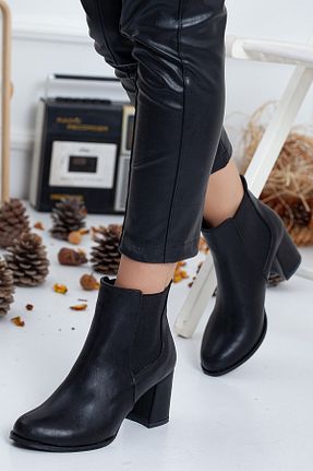 بوت / نیم بوت مشکی زنانه چرم مصنوعی SOFT FASHION - کد 354611547