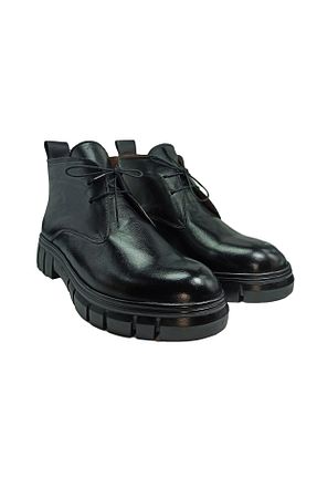 بوت / نیم بوت مشکی مردانه چرم خالص KBAYAKKABI - کد 355006566