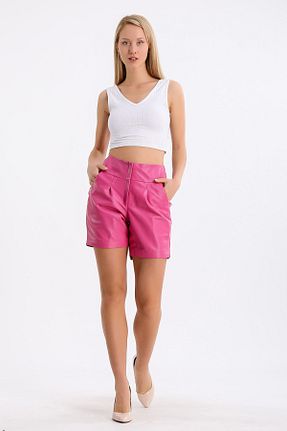 شلوارک و برمودا صورتی زنانه Relaxed Leather Club - کد 355247340