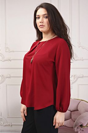 بلوز زرشکی زنانه ساده Ayhanlar Collection - کد 356657626