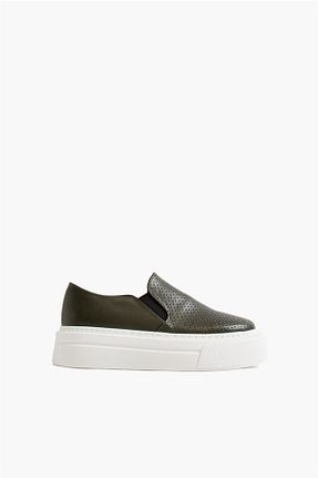 کفش اسنیکر خاکی زنانه چرم Shoes & More - کد 356751304