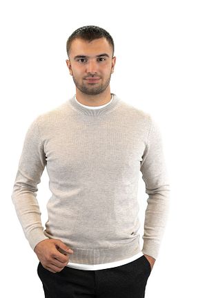 پلیور بژ مردانه ساده Sarar - کد 357145544