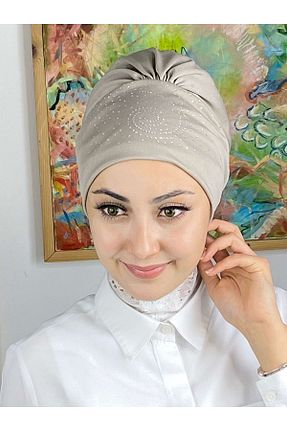 روسری طوسی کرپ BUTİKAMBAR - کد 356408215