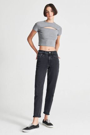 شلوار جین متالیک زنانه فاق بلند کد 356625276