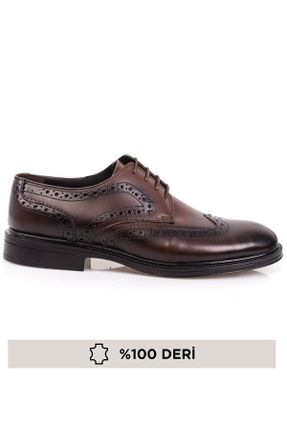 کفش کلاسیک قهوه ای مردانه چرم طبیعی پاشنه کوتاه ( 4 - 1 cm ) پاشنه ساده کد 356814019