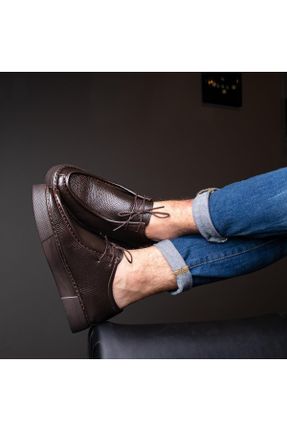 کفش کژوال قهوه ای مردانه چرم طبیعی پاشنه کوتاه ( 4 - 1 cm ) پاشنه ساده کد 356933647