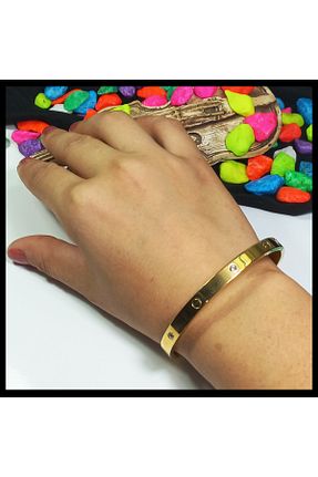 دستبند استیل (فولاد) طلائی زنانه استیل ضد زنگ FAMİLY - کد 356299015