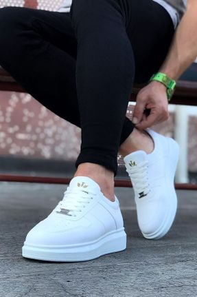 کفش کژوال سفید مردانه چرم مصنوعی پاشنه کوتاه ( 4 - 1 cm ) پاشنه ساده کد 356381975