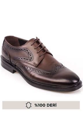 کفش کلاسیک قهوه ای مردانه چرم طبیعی پاشنه کوتاه ( 4 - 1 cm ) پاشنه ساده کد 356814019