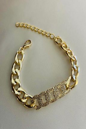 دستبند جواهر طلائی زنانه زیرکن DEMOKAN - کد 356861456