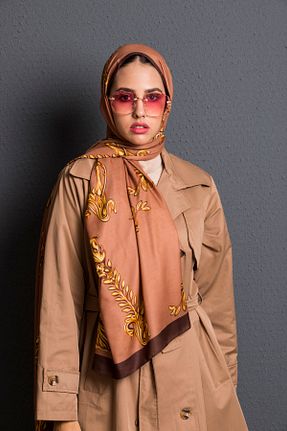 شال قهوه ای زنانه پلی استر 19V69 ITALIA - کد 57610061