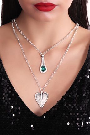 گردنبند جواهر زنانه روکش نقره LABALABA - کد 48918407