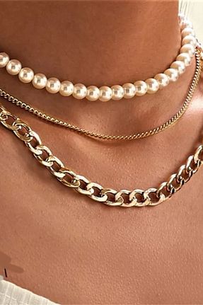 گردنبند جواهر طلائی زنانه روکش طلا ESUSO - کد 75702624