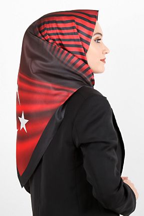روسری قرمز 100 x 100 RENKLİBUTİK - کد 34757911