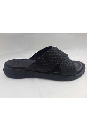 دمپائی مشکی مردانه چرم خالص Messimod - کد 94026186