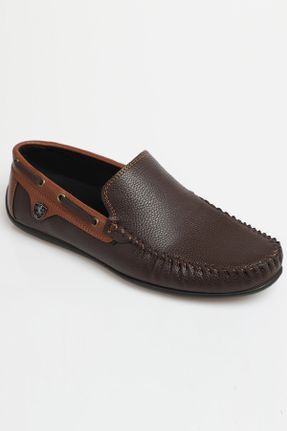 کفش لوفر قهوه ای مردانه چرم مصنوعی پاشنه کوتاه ( 4 - 1 cm ) کد 94388975