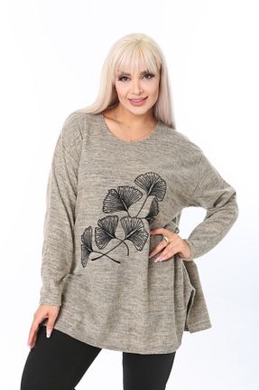 پلیور سایز بزرگ بژ زنانه سایز بزرگ tıgersıze - کد 357604201