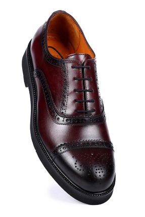 کفش کلاسیک زرشکی مردانه چرم طبیعی پاشنه کوتاه ( 4 - 1 cm ) پاشنه ضخیم کد 345477909