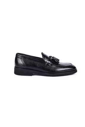 کفش کلاسیک مشکی مردانه چرم طبیعی پاشنه کوتاه ( 4 - 1 cm ) کد 345886484