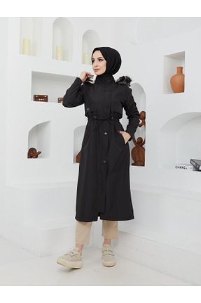 کاپشن حجاب مشکی زنانه پشمی KMKkombin - کد 355024763