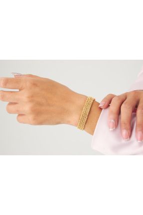دستبند جواهر طلائی زنانه فولاد ( استیل ) کد 324427086