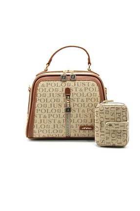 کیف دوشی بژ زنانه چرم مصنوعی Just Polo - کد 358109407